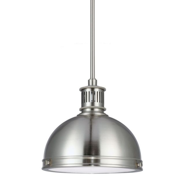 Generation Lighting Pratt Street 1 Light 10 Inch Pendant In Brushed Nickel With Clear Textured Glass 65085-962