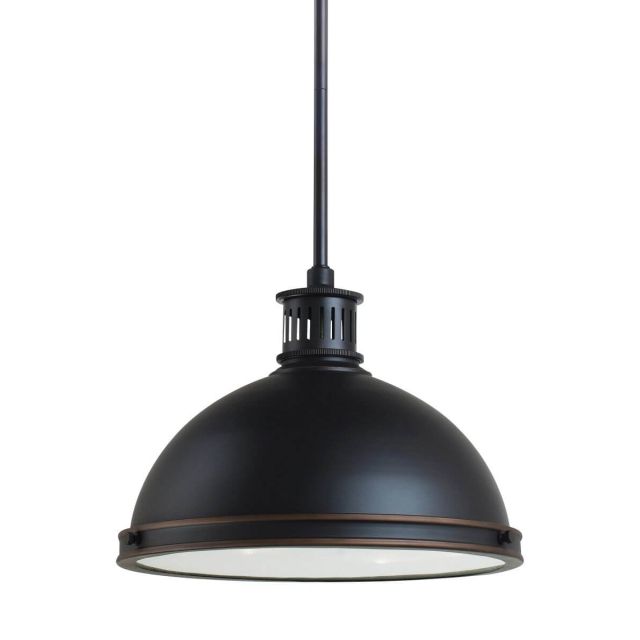 Generation Lighting Pratt Street Two Light 13 Inch Pendant In Autumn Bronze With Clear Textured Shade 65086-715