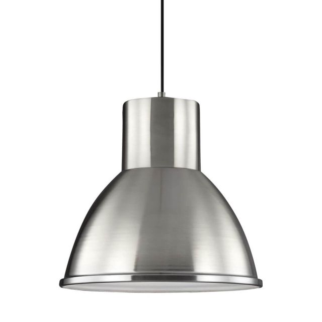 Generation Lighting Division Street 1 Light 15 Inch Pendant In Brushed Nickel With Brushed Nickel Steel Shade 6517401-962