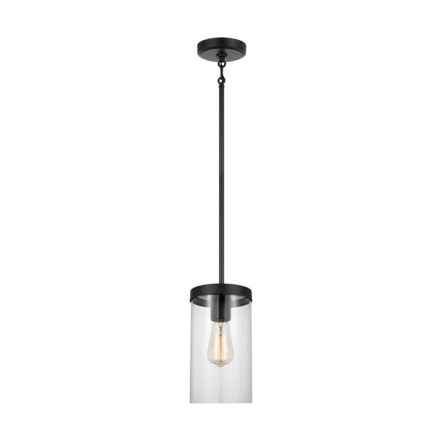 Generation Lighting 6590301-112 Zire 1 Light 6 inch Pendant in Midnight Black with Clear Glass Shade