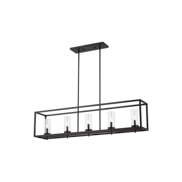 Generation Lighting 6690305-112 Zire 5 Light 48 inch Linear Light in Midnight Black with Clear Glass Shades