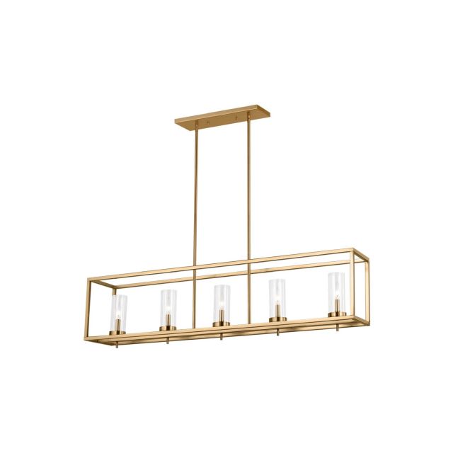 Generation Lighting 6690305-848 Zire 5 Light 48 inch Linear Light in Satin Brass with Clear Glass Shades