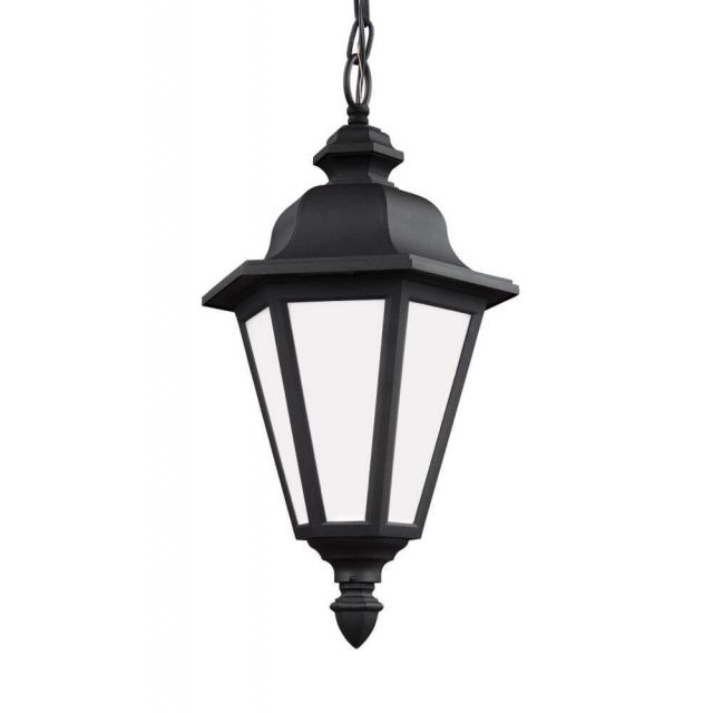 Generation Lighting 69025EN3-12 Brentwood 1 Light 10 Inch LED Outdoor Pendant In Black With Smooth White Shade