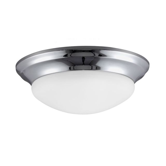 Generation Lighting Nash 2 Light 14 Inch Flush Mount In Chrome With Satin Etched Shade 75435-05