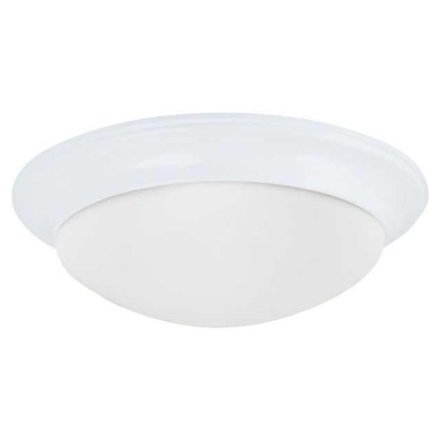 Generation Lighting 75435-15 Nash 2 Light 14 Inch Flush Mount In White With Satin Etched Shade