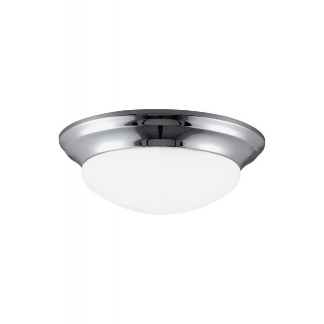 Generation Lighting Nash 3 Light 17 Inch Ceiling Flush Mount In Chrome With Satin Etched Shade 75436-05