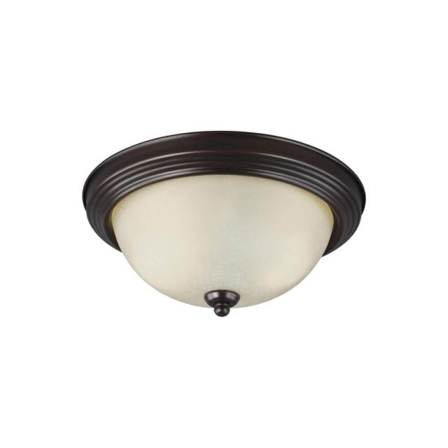Generation Lighting 77064-710 Geary 2 Light 13 inch Flush Mount In Bronze With Amber Scavo Shade