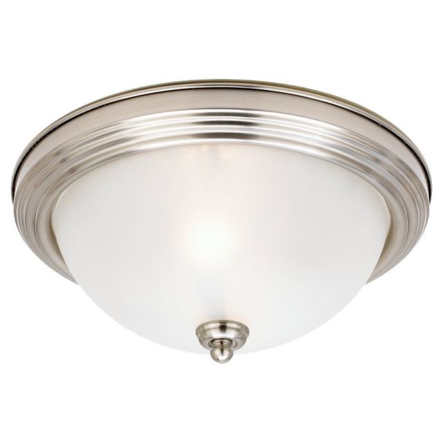 Generation Lighting 77064-962 Geary 2 Light 13 inch Flush Mount In Brushed Nickel With Satin Etched Shade