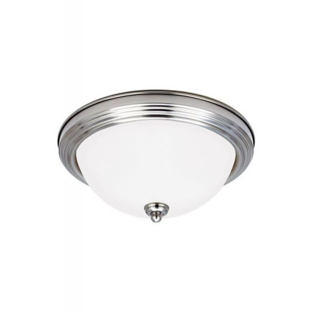 Generation Lighting 77064EN3-962 2 Geary 13 inch LED Light Flush Mount In Brushed Nickel With Satin Etched Shade