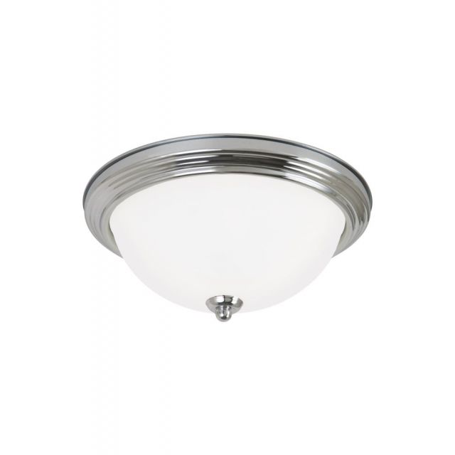 Generation Lighting 77065-05 Geary 3 Light 15 inch Ceiling Flush Mount In Chrome With Satin Etched Shade