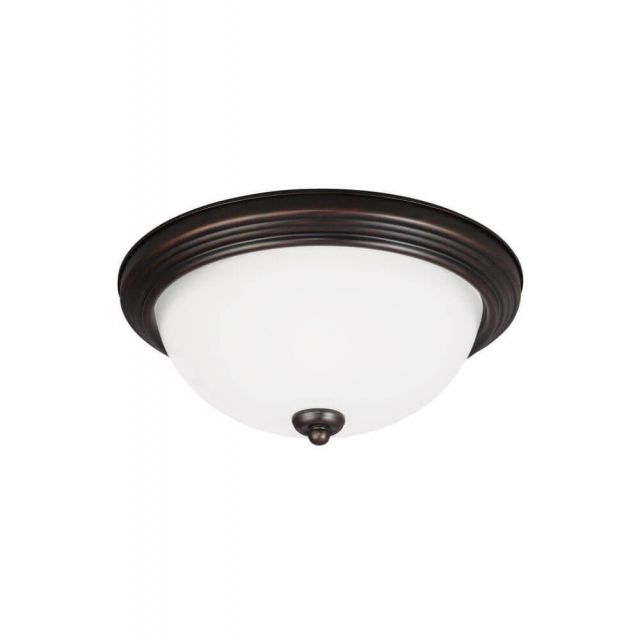 Generation Lighting 77264EN3-710 2 Geary 13 inch LED Light Flush Mount In Bronze With Satin Etched Shade