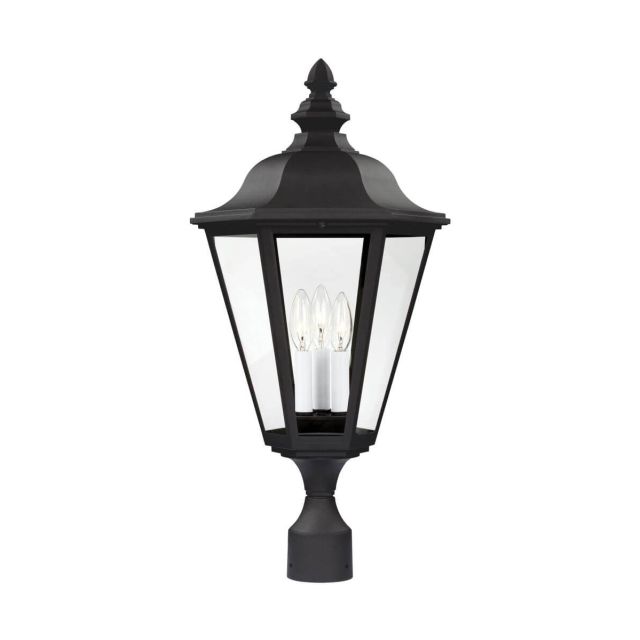 Generation Lighting 8231-12 Brentwood 3 Light 26 Inch Tall Outdoor Post Lantern In Black With Clear  Glass