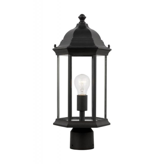 Generation Lighting Sevier 1 Light 18 Inch Tall Medium Outdoor Post Lantern in Black with Clear Glass Panels 8238601-12