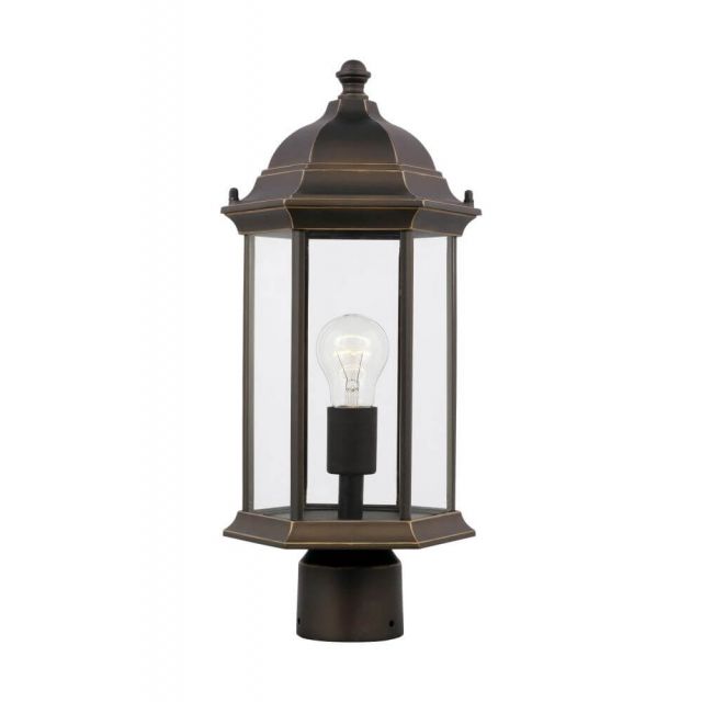 Generation Lighting Sevier 1 Light 18 Inch Tall Medium Outdoor Post Lantern in Antique Bronze with Clear Glass Panels 8238601-71