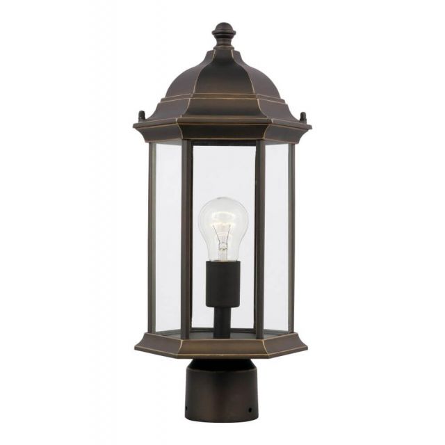 Generation Lighting Sevier 1 Light 18 Inch Tall Medium Outdoor Post Lantern in Antique Bronze with Satin Etched Glass Panels 8238651EN3-71