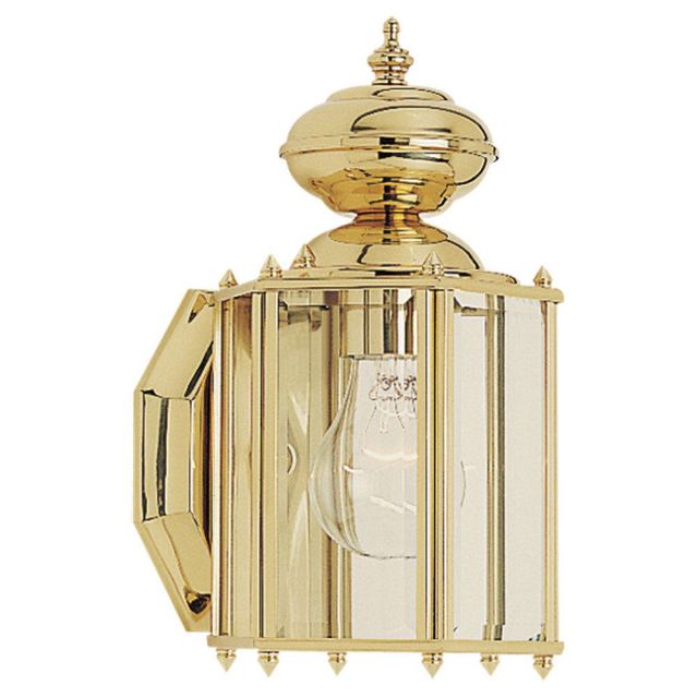Generation Lighting Classico 1 Light 11 Inch Tall Outdoor Wall Lantern In Polished Brass With Clear Beveled  Glass 8507-02