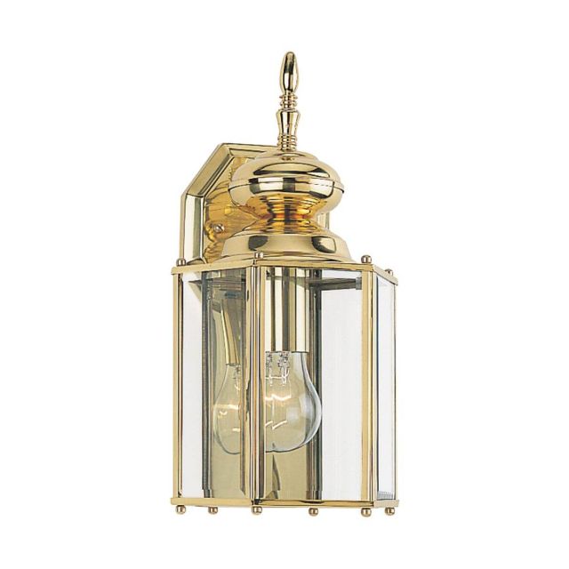 Generation Lighting 8509-02 Classico 1 Light 12 Inch Tall Outdoor Wall Lantern In Polished Brass With Clear Beveled  Glass