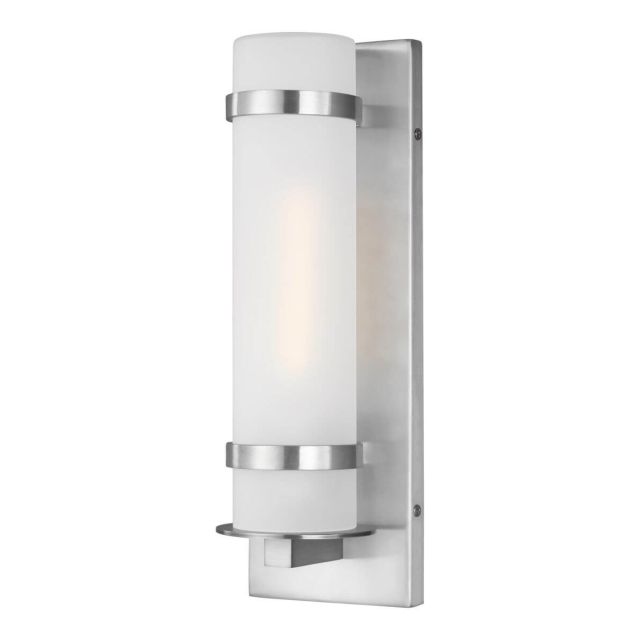 Generation Lighting Alban 1 Light 14 inch Tall Outdoor Wall Lantern in Satin Aluminum 8518301-04