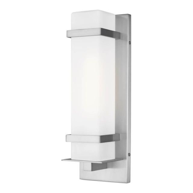 Generation Lighting Alban 1 Light 14 inch Tall Outdoor Wall Lantern in Satin Aluminum 8520701-04