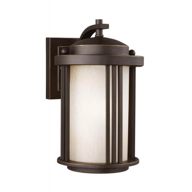 Generation Lighting Crowell 1 Light 10 Inch Tall LED Outdoor Wall Lantern In Antique Bronze With Creme Parchment Shade 8547901EN3-71