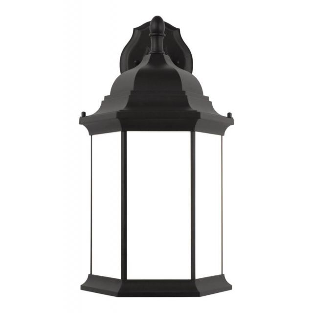 Generation Lighting Sevier 1 Light 23 Inch Tall Extra Large Downlight Outdoor Wall Lantern in Black with Satin Etched Glass Panels 8738751-12