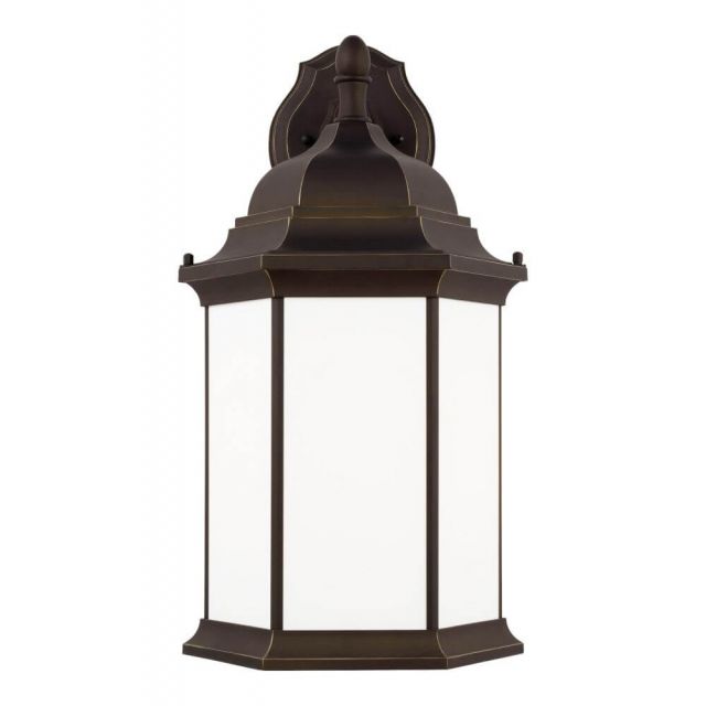 Generation Lighting Sevier 1 Light 23 Inch Tall Extra Large Downlight Outdoor Wall Lantern in Antique Bronze with Satin Etched Glass Panels 8738751-71
