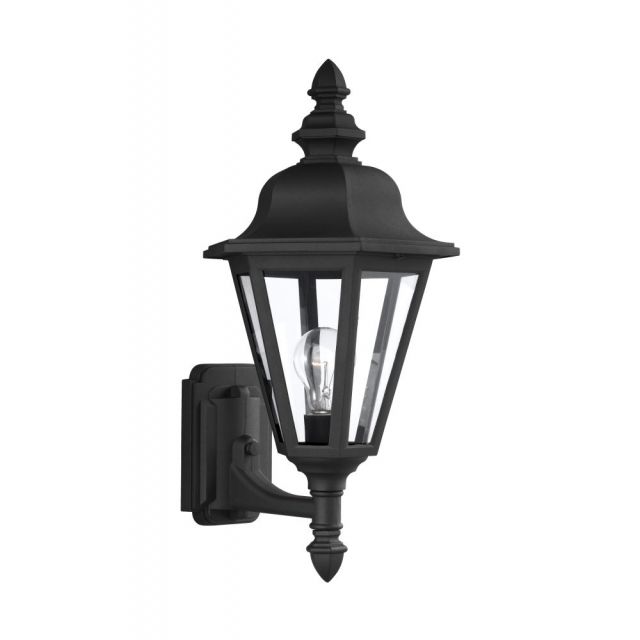 Generation Lighting 8824-12 Brentwood 1 Light 20 Inch Tall Outdoor Wall Lantern In Black With Clear  Glass