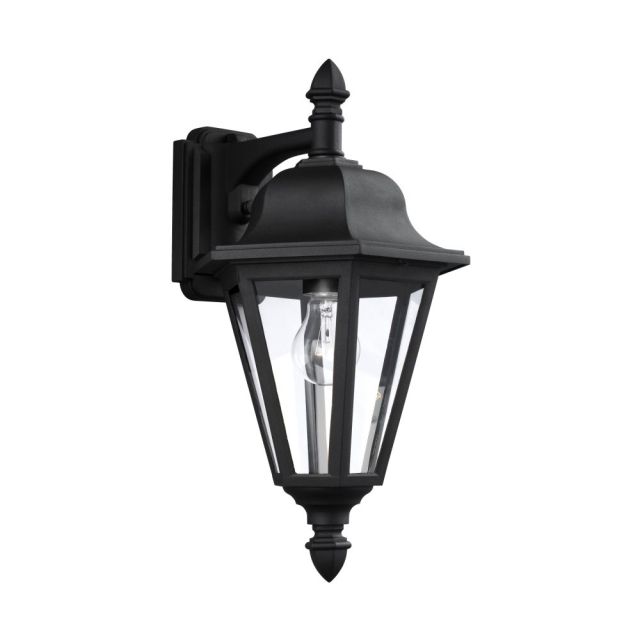 Generation Lighting 8825-12 Brentwood 1 Light 18 Inch Tall Outdoor Wall Lantern In Black With Clear  Glass