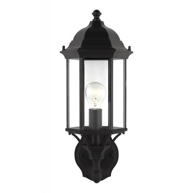 Generation Lighting Sevier 1 Light 19 Inch Tall Medium Uplight Outdoor Wall Lantern in Black with Clear Glass Panels 8838701-12