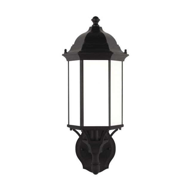 Generation Lighting Sevier 1 Light 19 Inch Tall Medium Uplight Outdoor Wall Lantern in Black with Satin Etched Glass Panels 8838751-12
