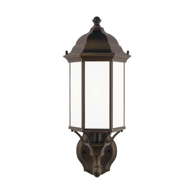 Generation Lighting Sevier 1 Light 19 Inch Tall Medium Uplight Outdoor Wall Lantern in Antique Bronze with Satin Etched Glass Panels 8838751-71