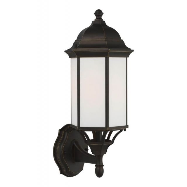 Generation Lighting Sevier 1 Light 19 Inch Tall Medium Uplight Outdoor Wall Lantern in Antique Bronze with Satin Etched Glass Panels 8838751EN3-71