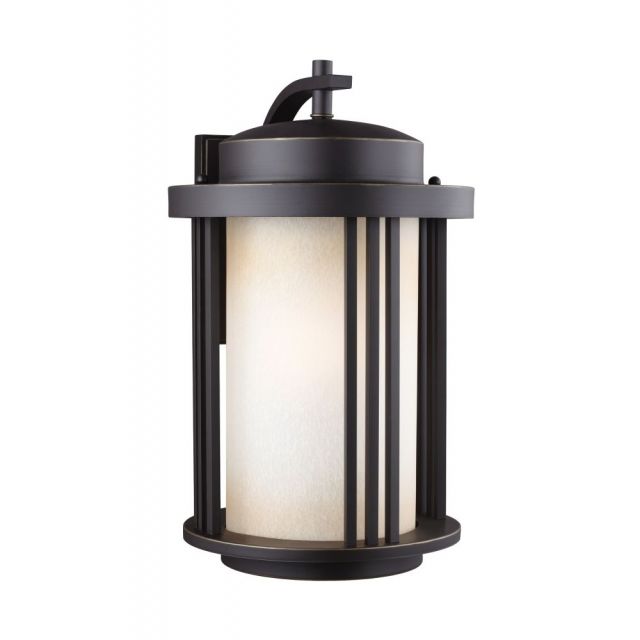 Generation Lighting Crowell 1 Light 20 Inch Tall Large Outdoor Wall Lantern In Antique Bronze With Creme Parchment Glass Shade 8847901-71