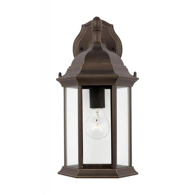 Generation Lighting Sevier 1 Light 16 Inch Tall Medium Downlight Outdoor Wall Lantern in Antique Bronze with Clear Glass Panels 8938701-71