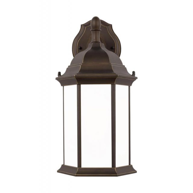 Generation Lighting Sevier 1 Light 16 Inch Tall Medium Downlight Outdoor Wall Lantern in Antique Bronze with Satin Etched Glass Panels 8938751-71