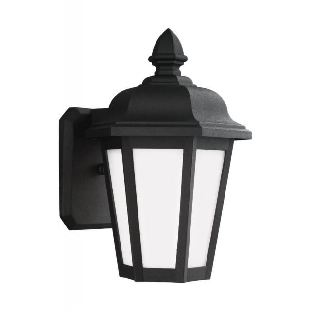 Generation Lighting 89822-12 Brentwood 1 Light 10 Inch Tall Outdoor Wall Lantern In Black With Smooth White Glass