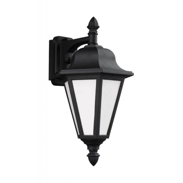 Generation Lighting 89825-12 Brentwood 1 Light 18 Inch Tall Outdoor Wall Lantern In Black With Smooth White Glass