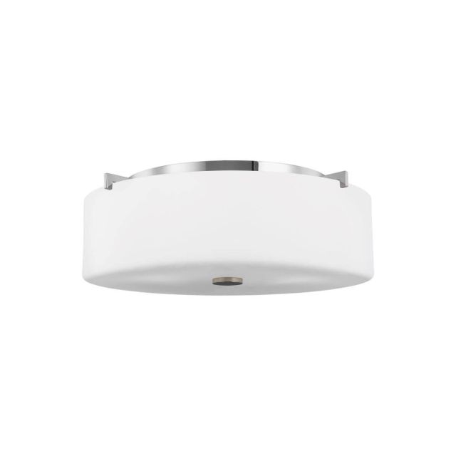 Generation Lighting Sunset Drive 3 Light 16 Inch Flush Mount In Chrome With White Round Shade FM312CH