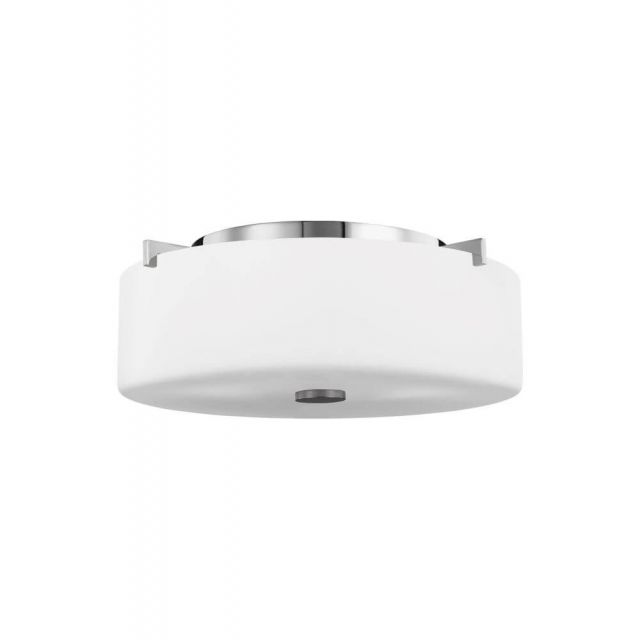 Generation Lighting Sunset Drive 2 Light 14 Inch Small Flush Mount in Chrome with White Opal Etched Glass Shade FM313EN3/CH