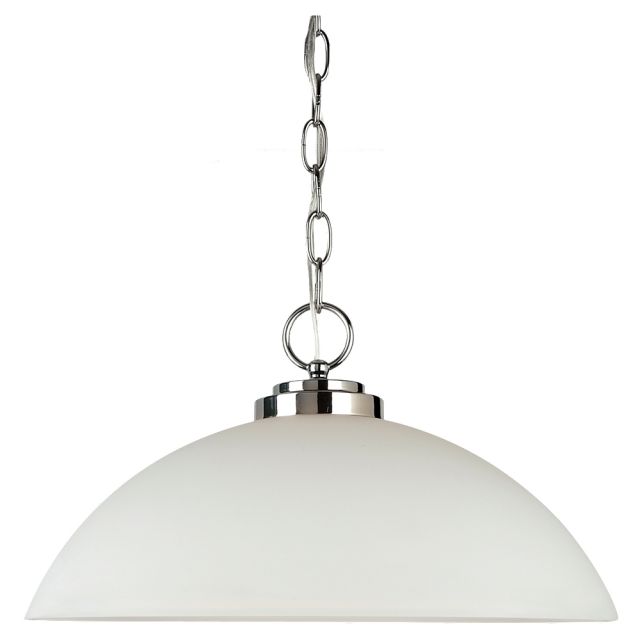 Generation Lighting Oslo 1 Light 16 Inch Pendant In Chrome With Etched-White Inside Glass 65160-05