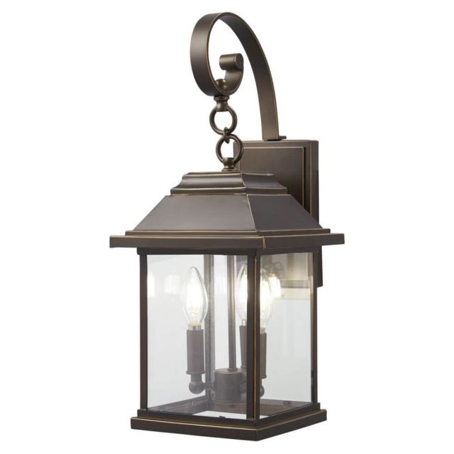 Minka Lavery 72632-143C Mariner's Pointe 3 Light 22 Inch Tall Outdoor Wall Light in Oil Rubbed Bronze-Gold Highlight