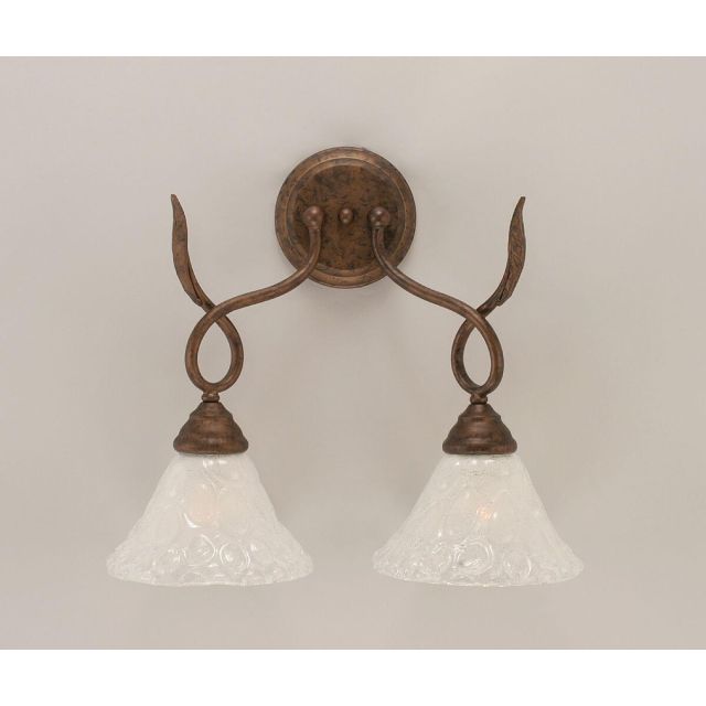 Toltec Lighting Leaf 2 Light 15 inch Tall Wall Sconce in Bronze with 7 inch Italian Bubble Glass 110-BRZ-451