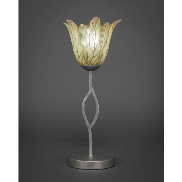 Toltec Lighting 140-AS-1025 Revo 1 Light 17 inch Tall Table Lamp in Aged Silver with 7 inch Vanilla Leaf Glass