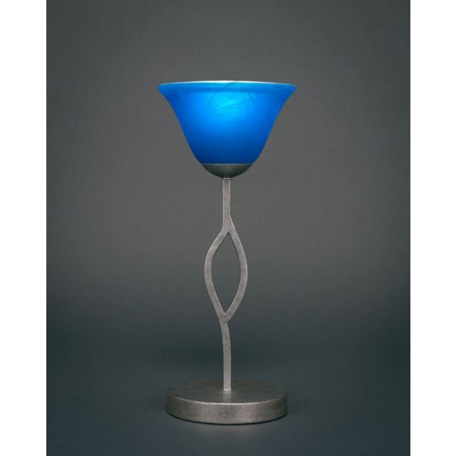 Toltec Lighting 140-AS-4155 Revo 1 Light 16 inch Tall Table Lamp in Aged Silver with 7 inch Blue Italian Glass