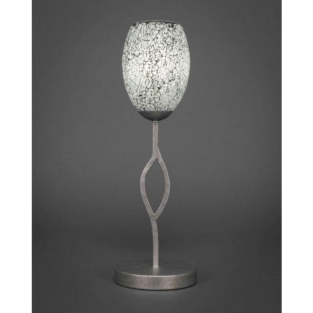 Toltec Lighting 140-AS-4165 Revo 1 Light 19 inch Tall Table Lamp in Aged Silver with 5 inch Black Fusion Glass
