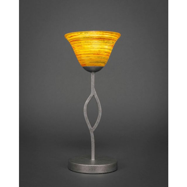 Toltec Lighting 140-AS-454 Revo 1 Light 17 inch Tall Table Lamp in Aged Silver with 7 inch Firre Saturn Glass