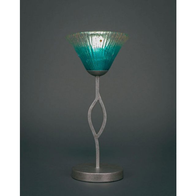 Toltec Lighting 140-AS-458 Revo 1 Light 17 inch Tall Table Lamp in Aged Silver with 7 inch Teal Crystal Glass