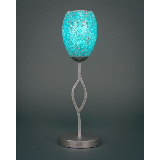 Toltec Lighting 140-AS-5055 Revo 1 Light 19 inch Tall Table Lamp in Aged Silver with 5 inch Turquoise Fusion Glass
