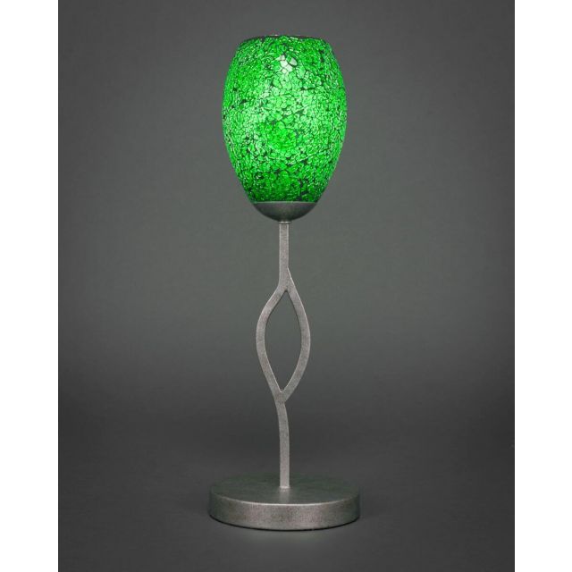 Toltec Lighting 140-AS-5057 Revo 1 Light 19 inch Tall Table Lamp in Aged Silver with 5 inch Green Fusion Glass