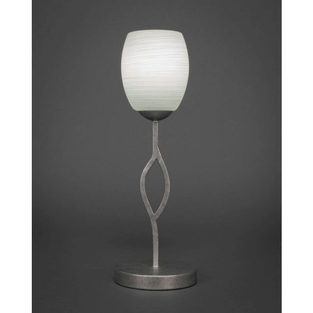 Toltec Lighting 140-AS-615 Revo 1 Light 18 inch Tall Table Lamp in Aged Silver with 7 inch White Linen Glass
